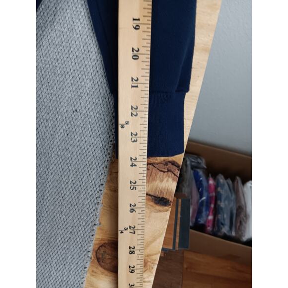 Fruit of the Loom Vintage Sweatshirt Cardigan OSFA Navy Blue Patched Garden Boho - Picture 12 of 13